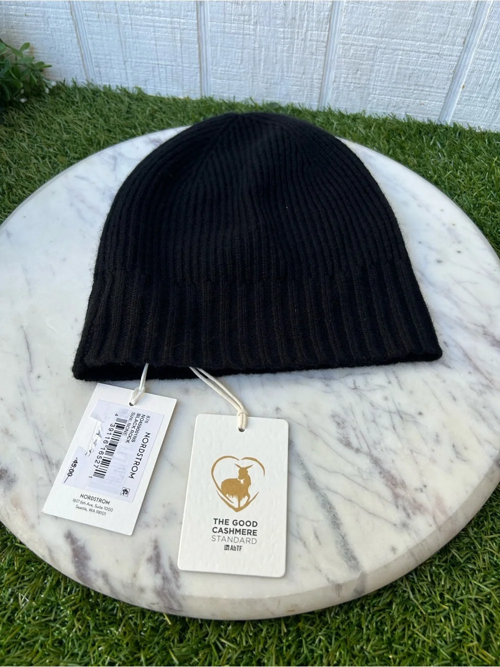Rib Cashmere Beanie Nordstrom Black Rock/new  $45